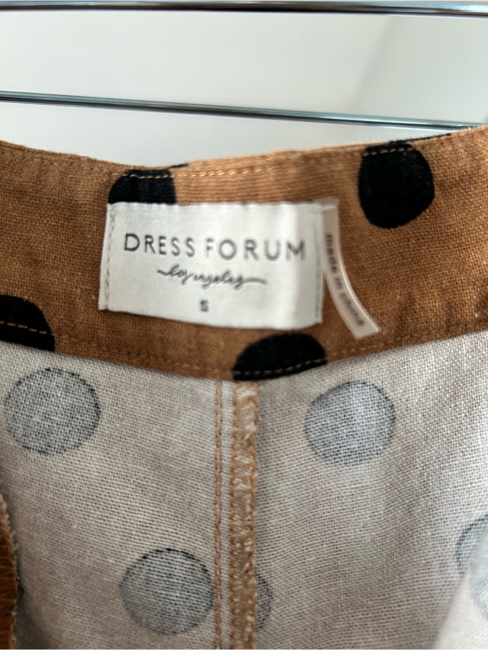 Dress Forum Tan Midi Skirt with Black Polka Dots - Picture 3 of 4